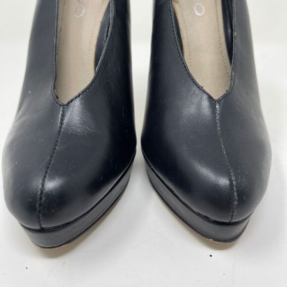 Aldo Women's Platform Pump Heels Almond Toe Black Leather Size EU 36 - Picture 2 of 11